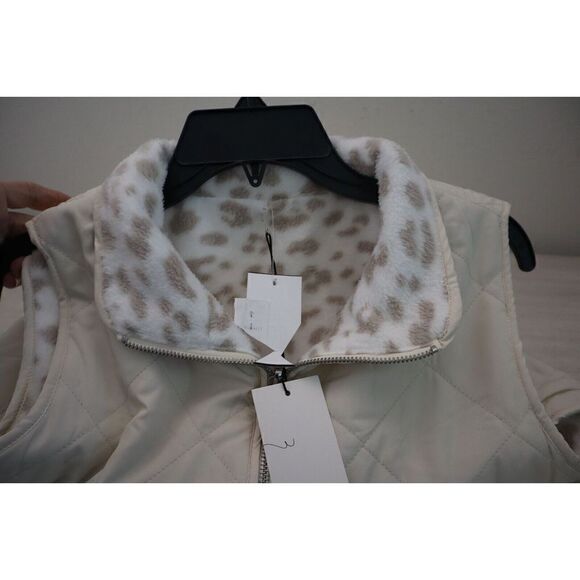 Thread & Supply Women's Sz M Cream/Snow Leopard Reversible Vest $68 - Picture 5 of 7